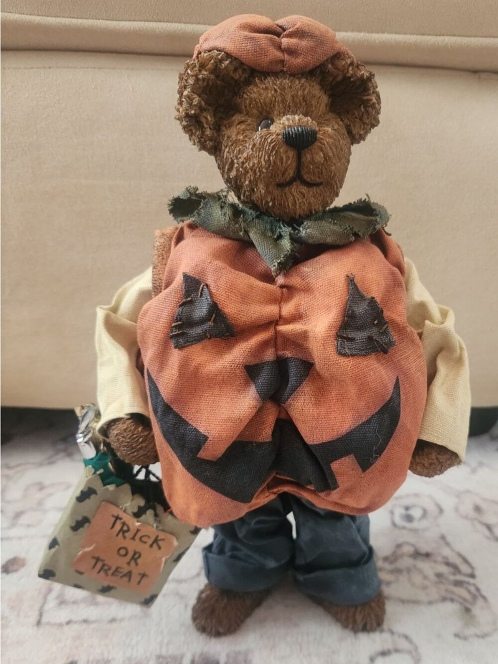 Boyds Bear Jack B. Punkinbeary Crumpleton Pumpkin Figurine Halloween Costume